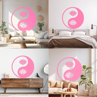 Vinyl Wall Decals Yin Yang Lotus Flower Meditation Zen Yoga Tattoo Culture
