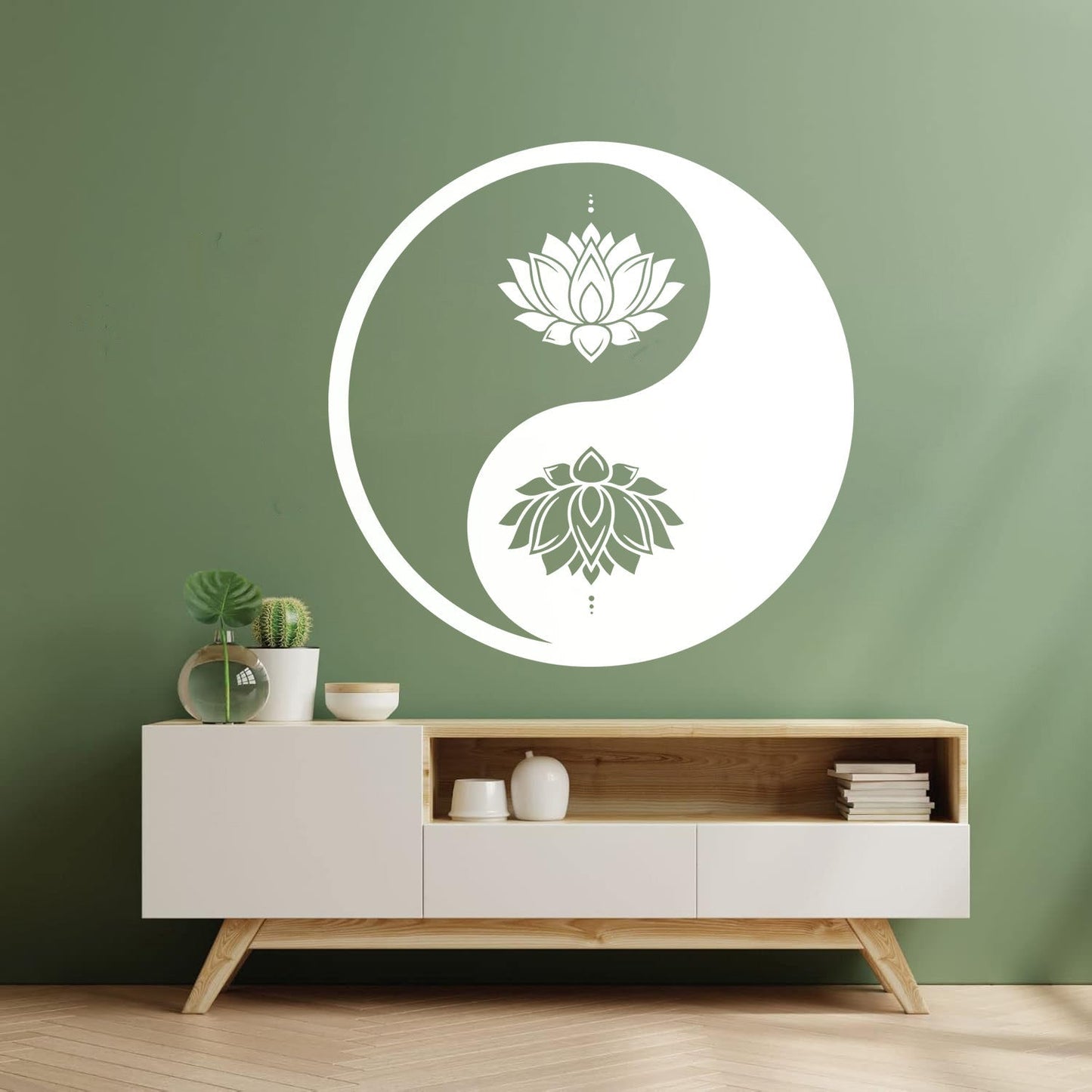 Vinyl Wall Decals Yin Yang Lotus Flower Meditation Zen Yoga Tattoo Culture