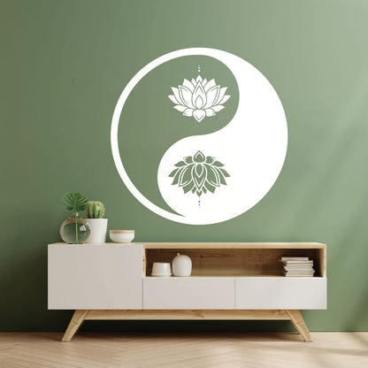 Vinyl Wall Decals Yin Yang Lotus Flower Meditation Zen Yoga Tattoo Culture