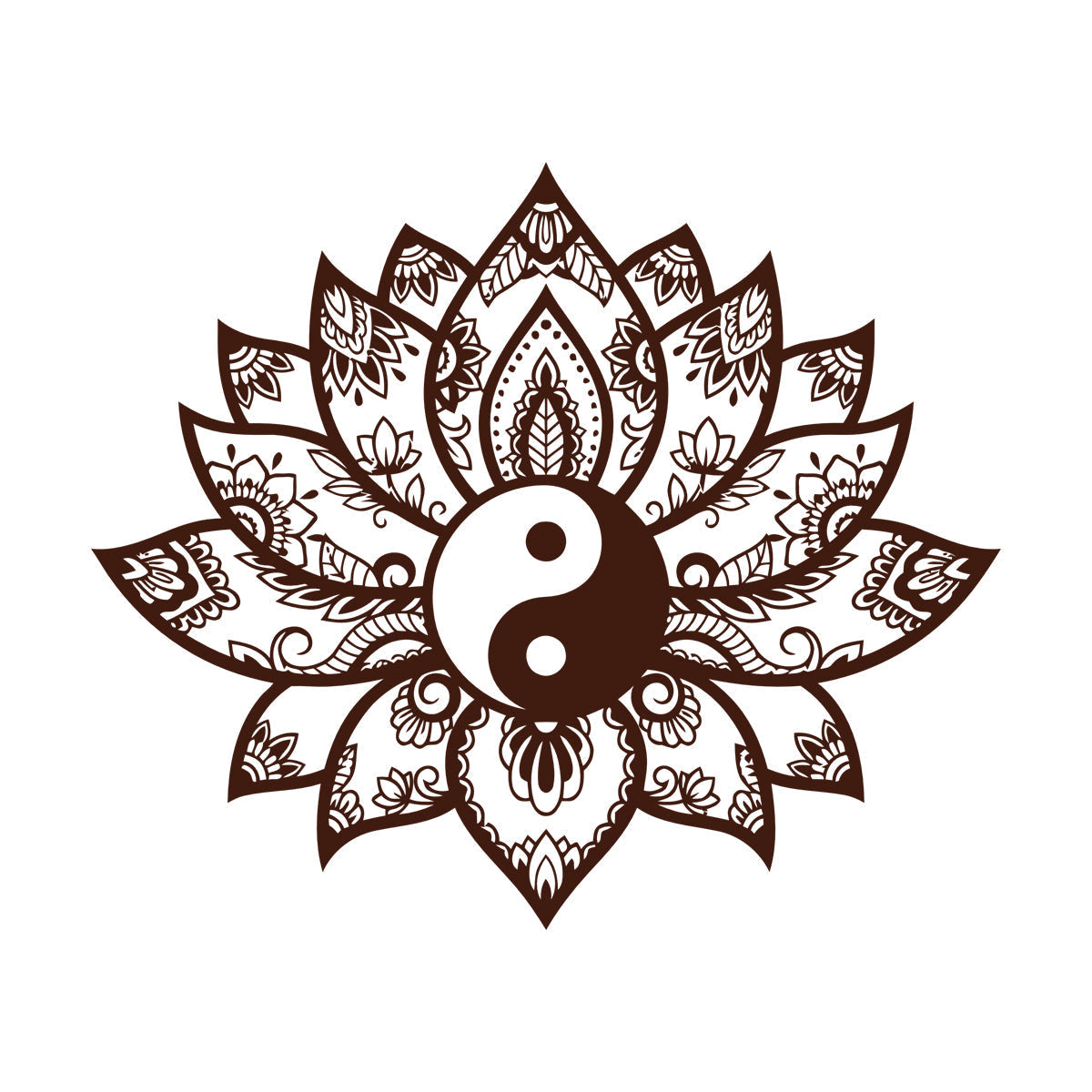 Engraving Decals Yin Yang Mandala Lotus Flower Ornament Removable Without Leaving Glue