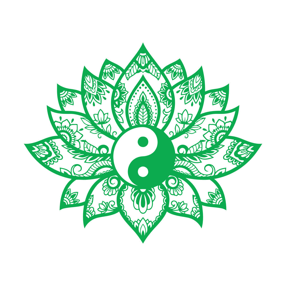 Engraving Decals Yin Yang Mandala Lotus Flower Ornament Removable Without Leaving Glue