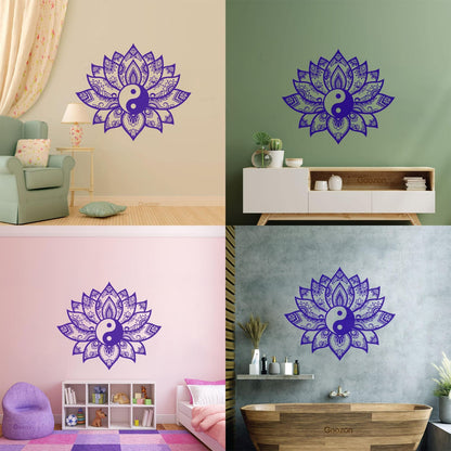 Engraving Decals Yin Yang Mandala Lotus Flower Ornament Removable Without Leaving Glue