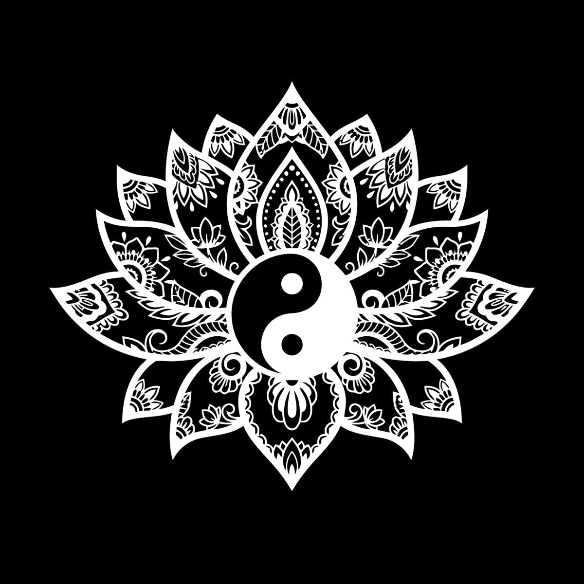 Engraving Decals Yin Yang Mandala Lotus Flower Ornament Removable Without Leaving Glue