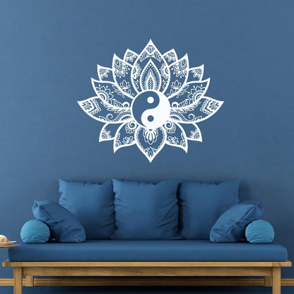 Engraving Decals Yin Yang Mandala Lotus Flower Ornament Removable Without Leaving Glue