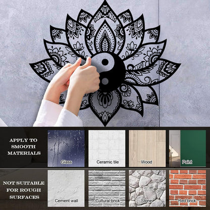 Engraving Decals Yin Yang Mandala Lotus Flower Ornament Removable Without Leaving Glue