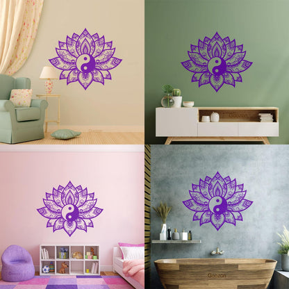 Engraving Decals Yin Yang Mandala Lotus Flower Ornament Removable Without Leaving Glue