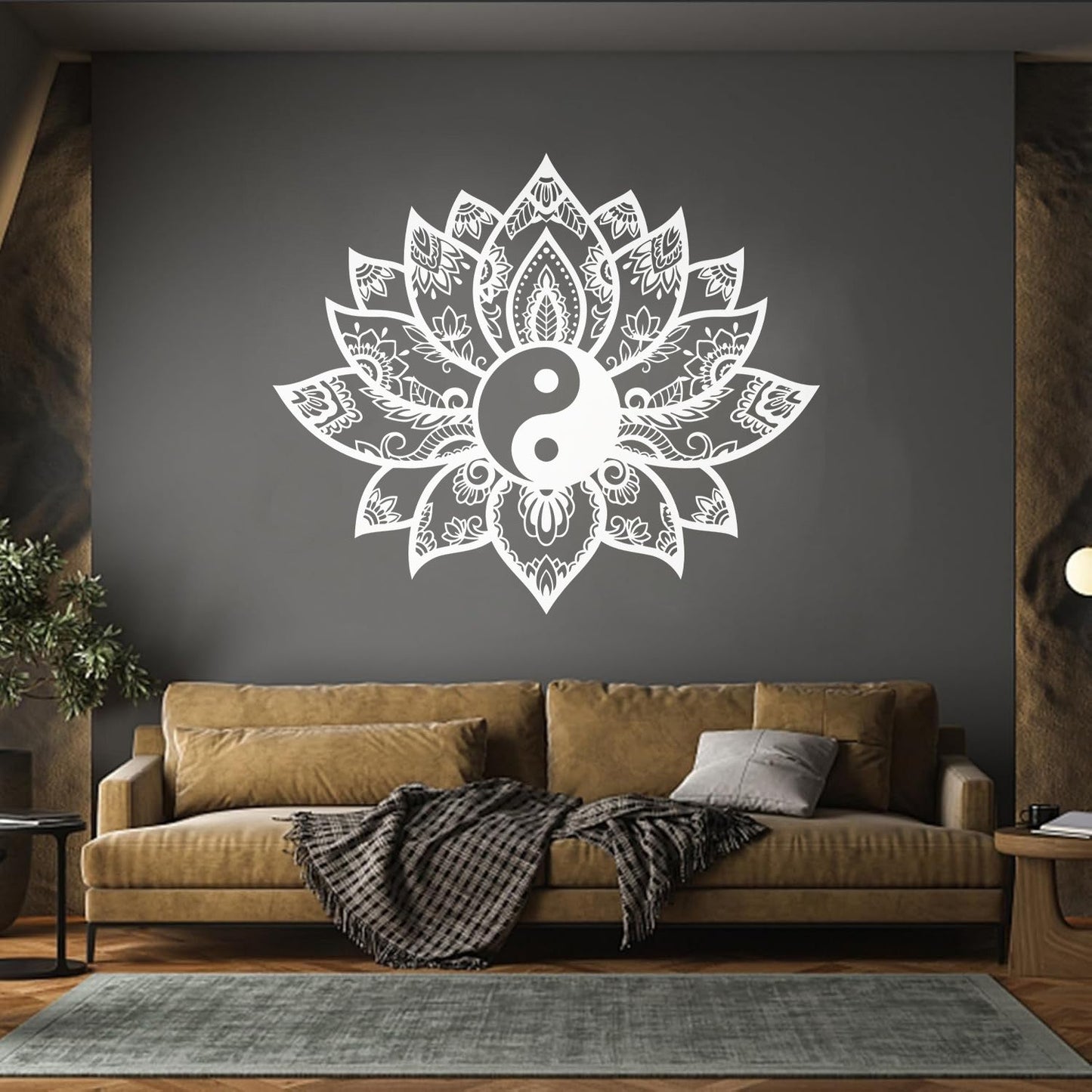 Engraving Decals Yin Yang Mandala Lotus Flower Ornament Removable Without Leaving Glue