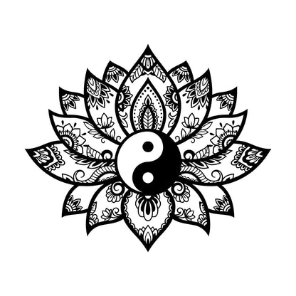 Engraving Decals Yin Yang Mandala Lotus Flower Ornament Removable Without Leaving Glue