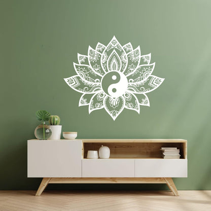 Engraving Decals Yin Yang Mandala Lotus Flower Ornament Removable Without Leaving Glue