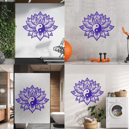 Engraving Decals Yin Yang Mandala Lotus Flower Ornament Removable Without Leaving Glue