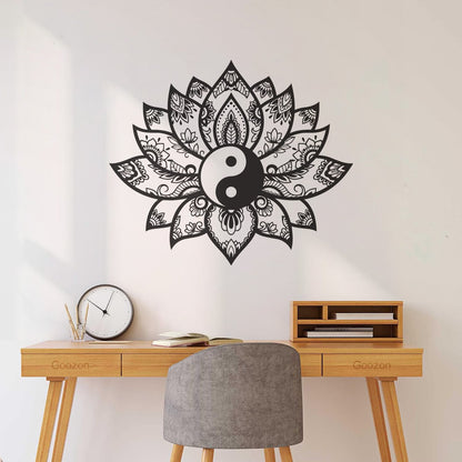 Engraving Decals Yin Yang Mandala Lotus Flower Ornament Removable Without Leaving Glue