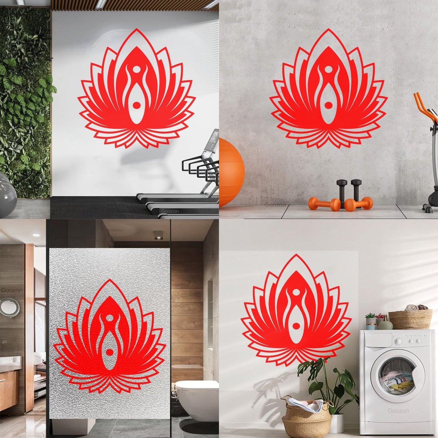 Mural And Wall Vinyl Decal Yin Yang Symbol Lotus Flower Yoga Buddhism Self Adhesive