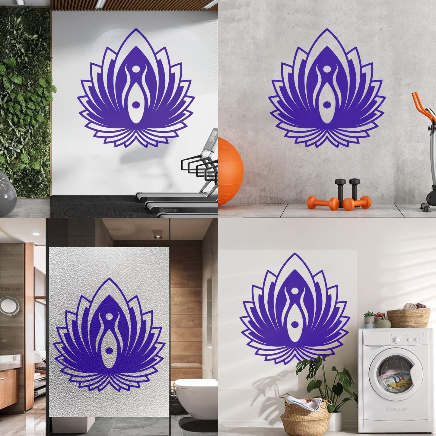 Mural And Wall Vinyl Decal Yin Yang Symbol Lotus Flower Yoga Buddhism Self Adhesive
