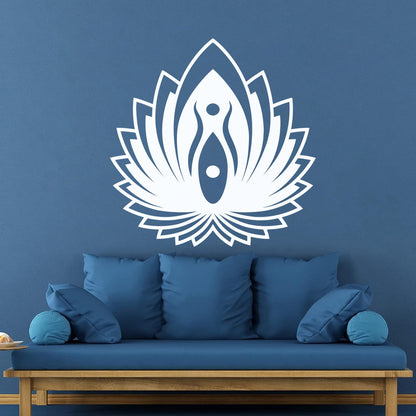Mural And Wall Vinyl Decal Yin Yang Symbol Lotus Flower Yoga Buddhism Self Adhesive