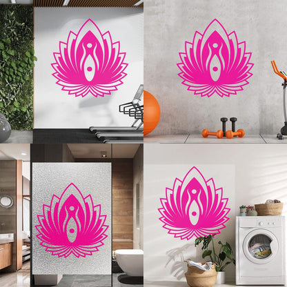 Mural And Wall Vinyl Decal Yin Yang Symbol Lotus Flower Yoga Buddhism Self Adhesive