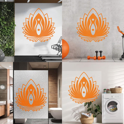 Mural And Wall Vinyl Decal Yin Yang Symbol Lotus Flower Yoga Buddhism Self Adhesive