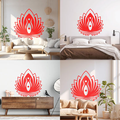 Mural And Wall Vinyl Decal Yin Yang Symbol Lotus Flower Yoga Buddhism Self Adhesive