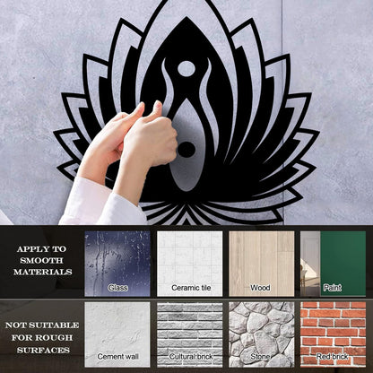 Mural And Wall Vinyl Decal Yin Yang Symbol Lotus Flower Yoga Buddhism Self Adhesive