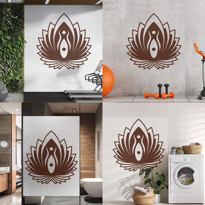 Mural And Wall Vinyl Decal Yin Yang Symbol Lotus Flower Yoga Buddhism Self Adhesive
