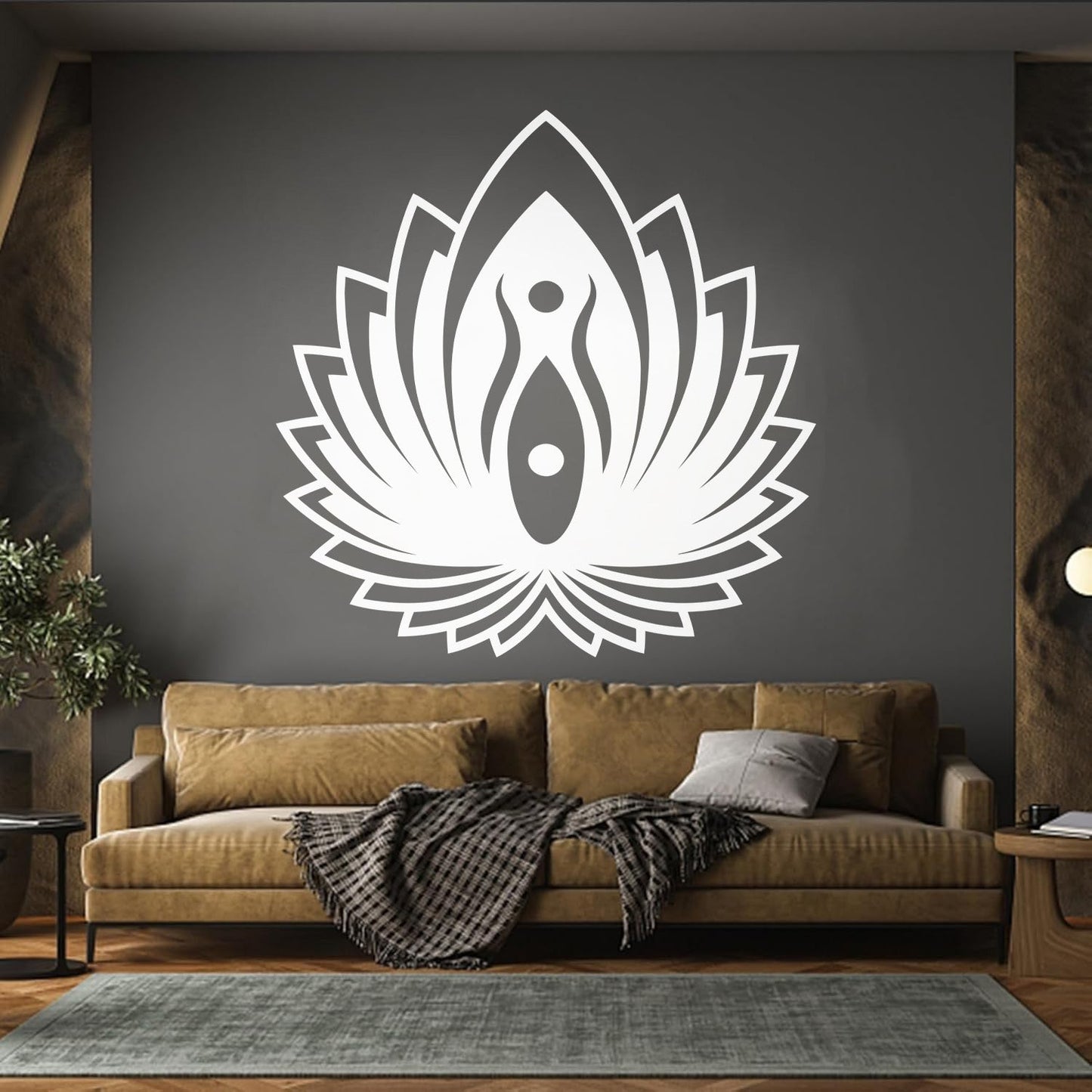 Mural And Wall Vinyl Decal Yin Yang Symbol Lotus Flower Yoga Buddhism Self Adhesive