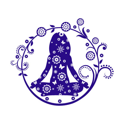 Yoga Center Lotus Pose Woman Flowers Wall Vinyl Sticker Decor Multi Color Selection