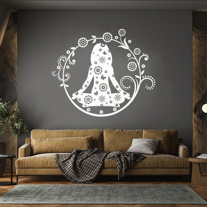 Yoga Center Lotus Pose Woman Flowers Wall Vinyl Sticker Decor Multi Color Selection
