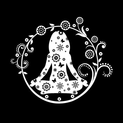 Yoga Center Lotus Pose Woman Flowers Wall Vinyl Sticker Decor Multi Color Selection