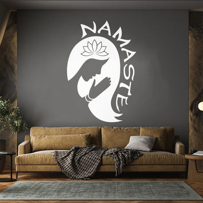 Yoga Girl Namaste Lotus Flower Meditation Vinyl Art Sticker Multiple Size Options