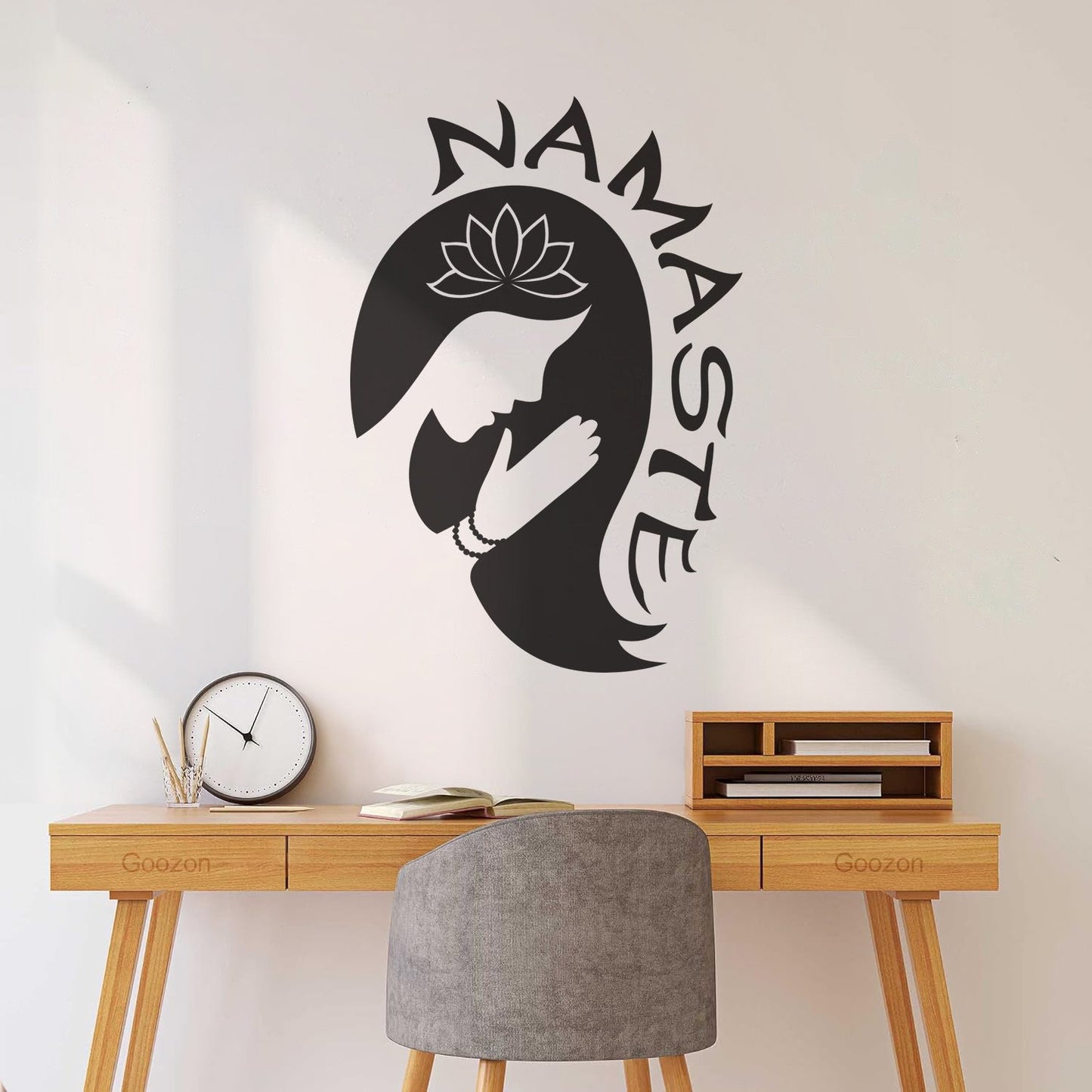 Yoga Girl Namaste Lotus Flower Meditation Vinyl Art Sticker Multiple Size Options