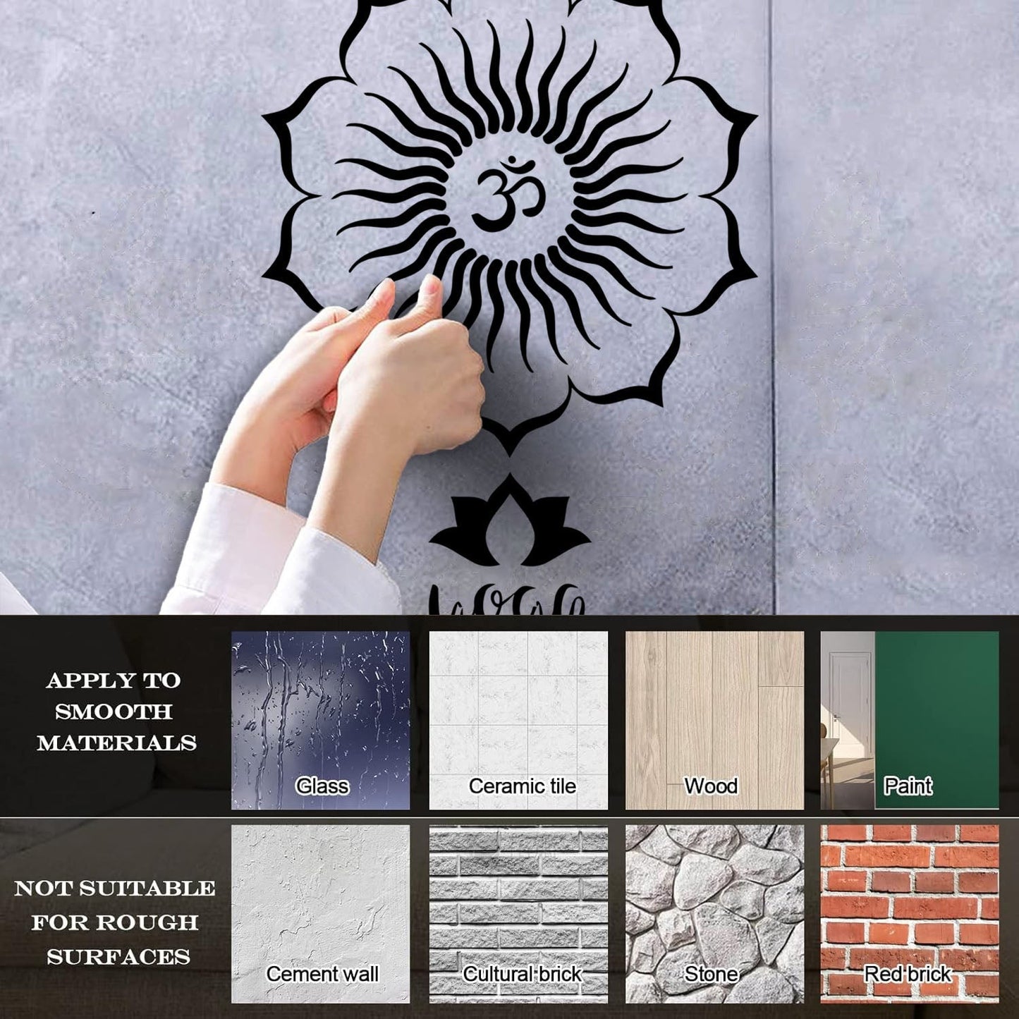 Engraving Stickers Yoga Lotus Flower Mandala Hinduism Waterproof