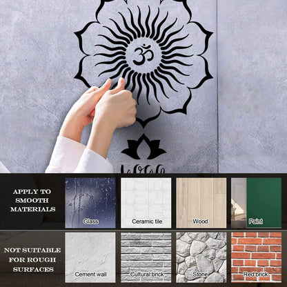Engraving Stickers Yoga Lotus Flower Mandala Hinduism Waterproof