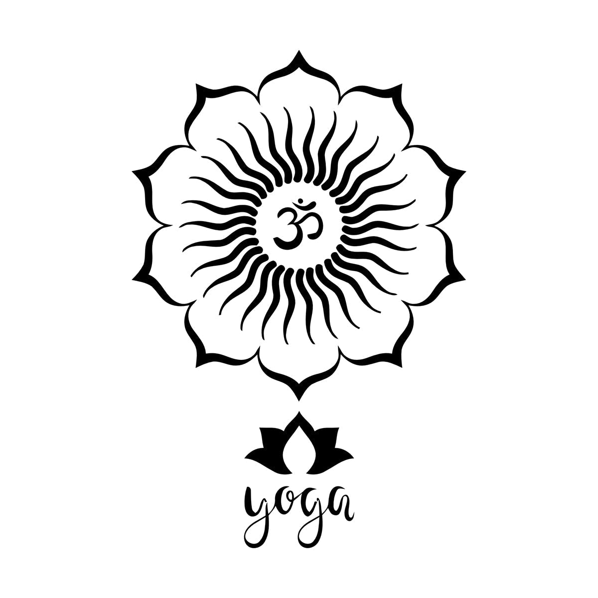 Engraving Stickers Yoga Lotus Flower Mandala Hinduism Waterproof