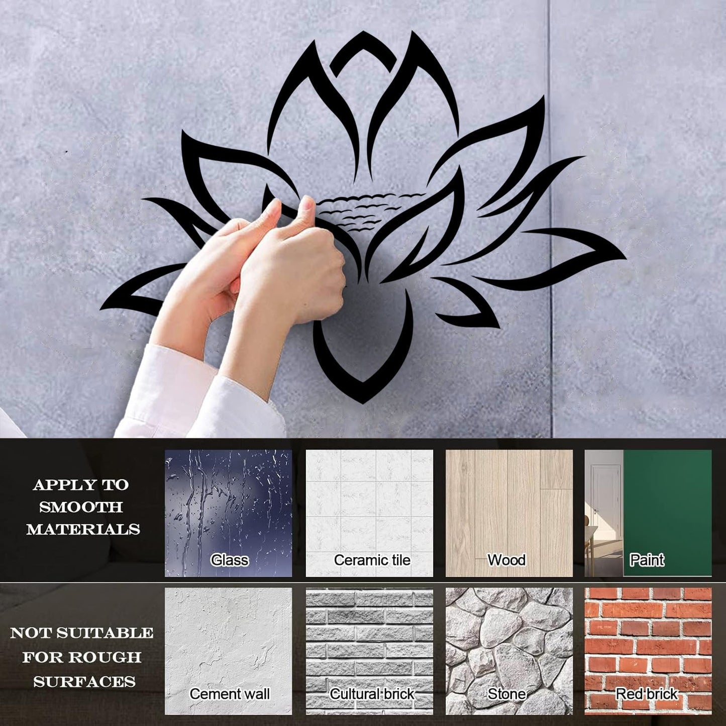 Wall Decals Pvc Yoga Lotus Flower Meditation Personalized Customization