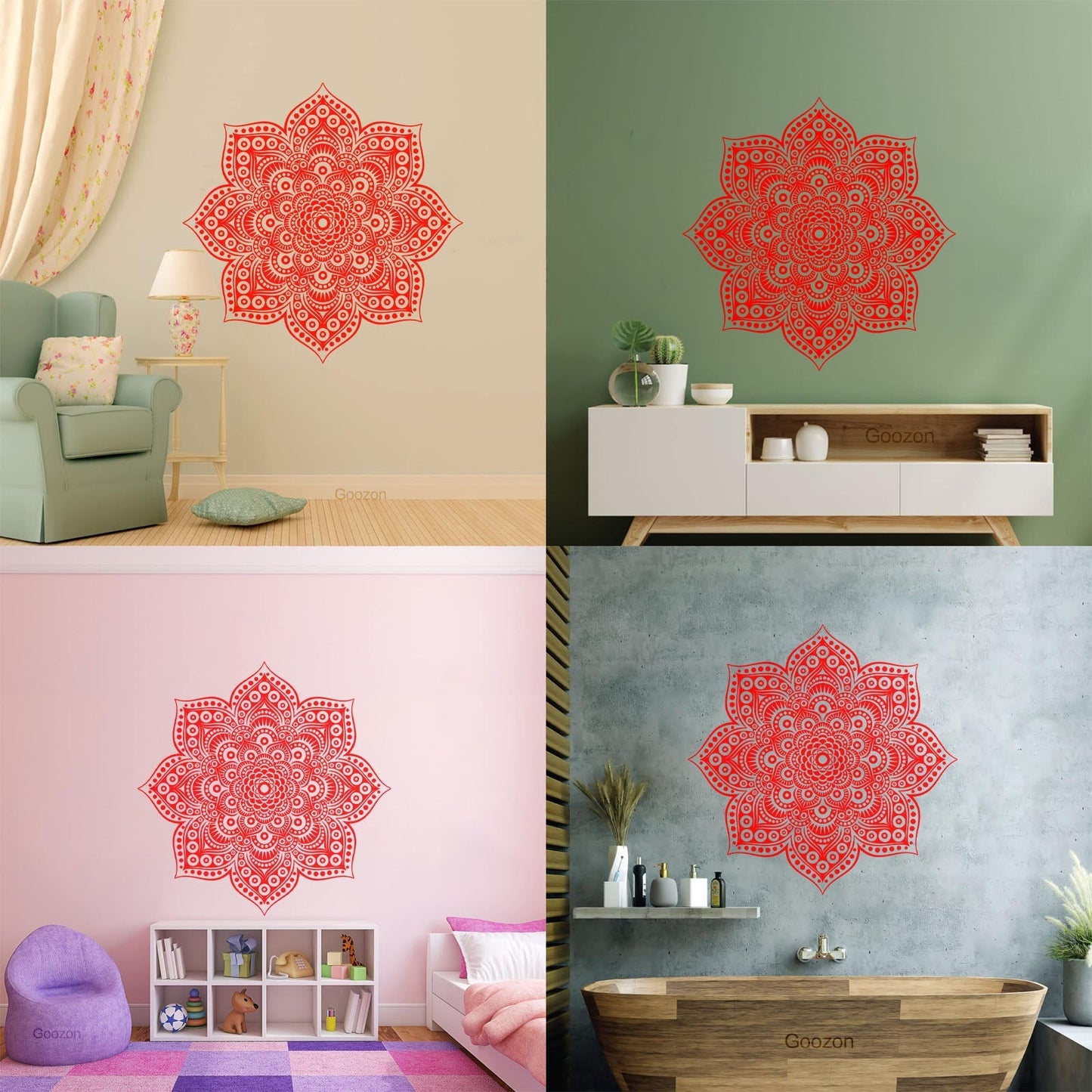 Wall Decals Paster Paper Yoga Meditation Balance Mandala Flower Ornament Art Decoration
