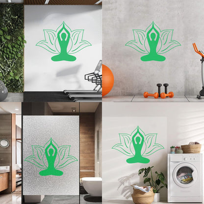 Vinyl Wall Stickers Yoga Pose Meditation Zen Flower Lotus Wall Beautification