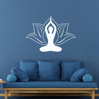 Vinyl Wall Stickers Yoga Pose Meditation Zen Flower Lotus Wall Beautification