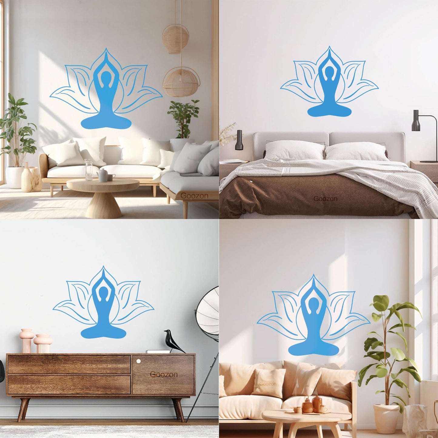 Vinyl Wall Stickers Yoga Pose Meditation Zen Flower Lotus Wall Beautification