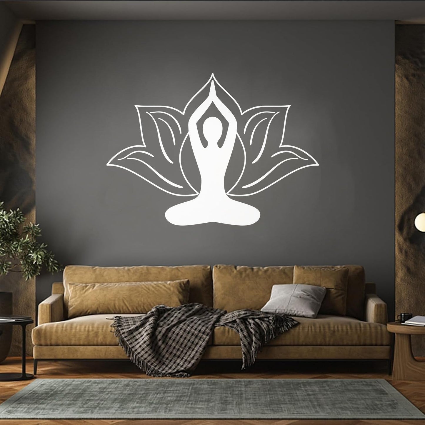 Vinyl Wall Stickers Yoga Pose Meditation Zen Flower Lotus Wall Beautification