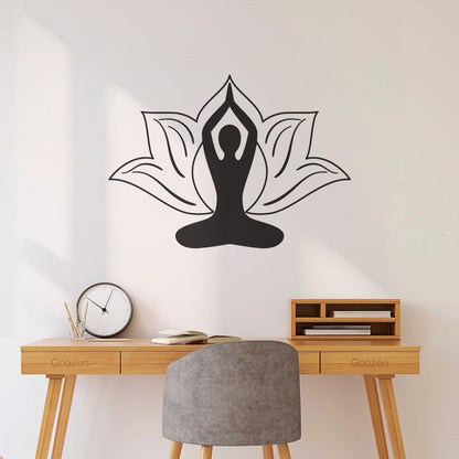 Vinyl Wall Stickers Yoga Pose Meditation Zen Flower Lotus Wall Beautification