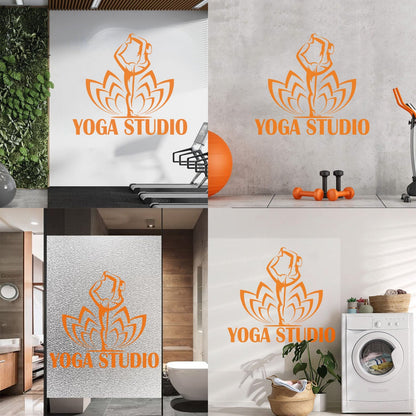 Yoga Studio Logo Pose Lotus Flower Wall Decals Car Body Decoration