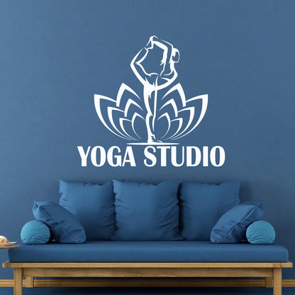 Yoga Studio Logo Pose Lotus Flower Wall Decals Car Body Decoration