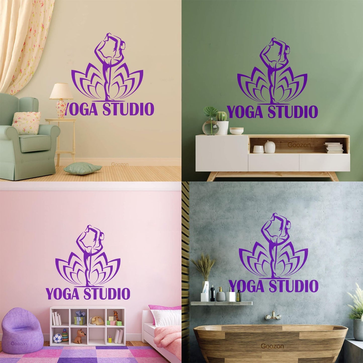 Yoga Studio Logo Pose Lotus Flower Wall Decals Car Body Decoration