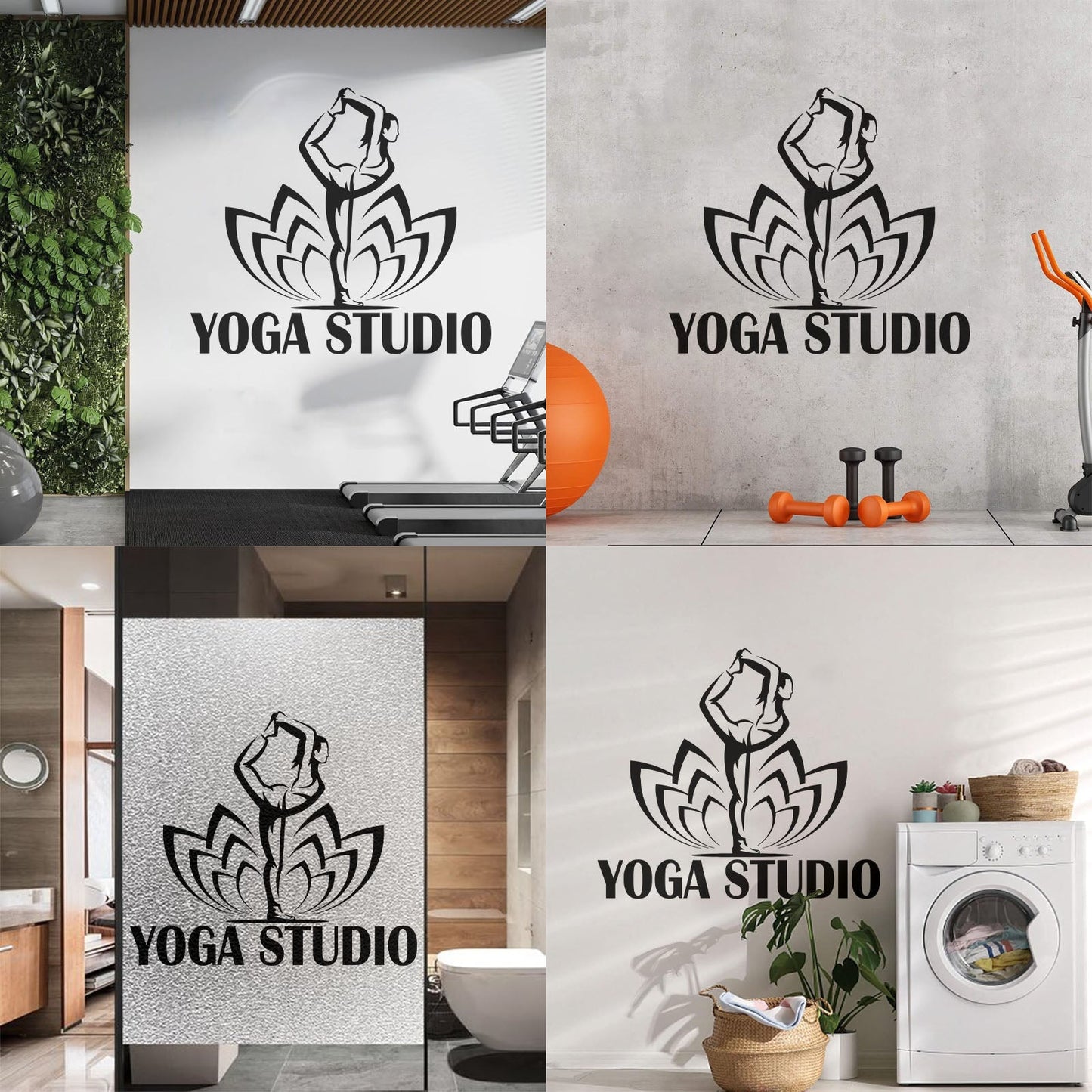 Yoga Studio Logo Pose Lotus Flower Wall Decals Car Body Decoration
