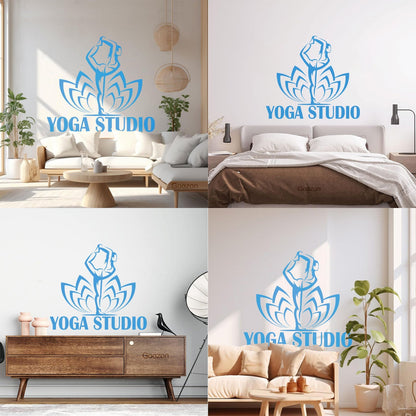 Yoga Studio Logo Pose Lotus Flower Wall Decals Car Body Decoration