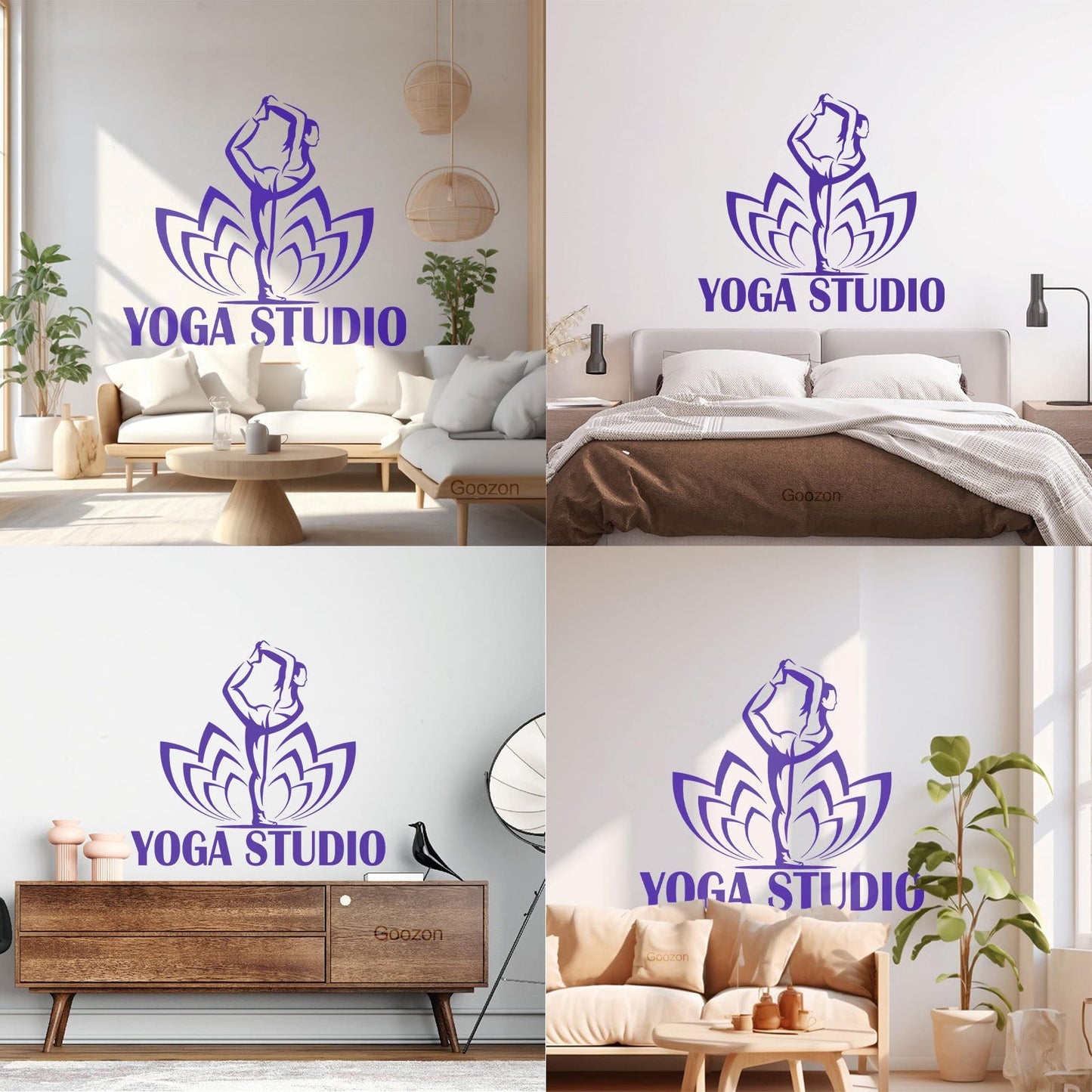 Yoga Studio Logo Pose Lotus Flower Wall Decals Car Body Decoration