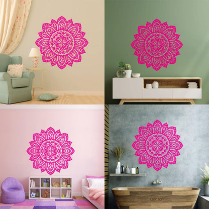 Vinyl Wall Decals Yoga Studio Mandala Lotus Flower Home Window Decals