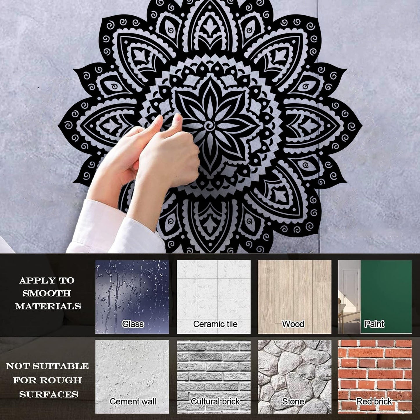 Vinyl Wall Decals Yoga Studio Mandala Lotus Flower Home Window Decals