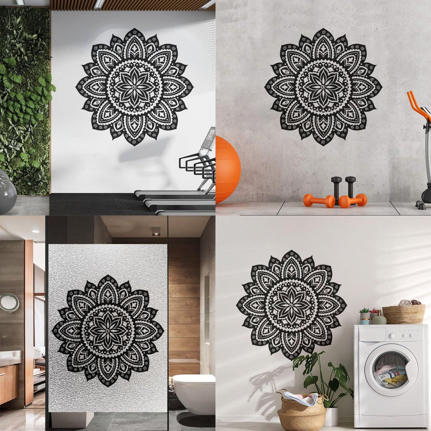 Vinyl Wall Decals Yoga Studio Mandala Lotus Flower Home Window Decals