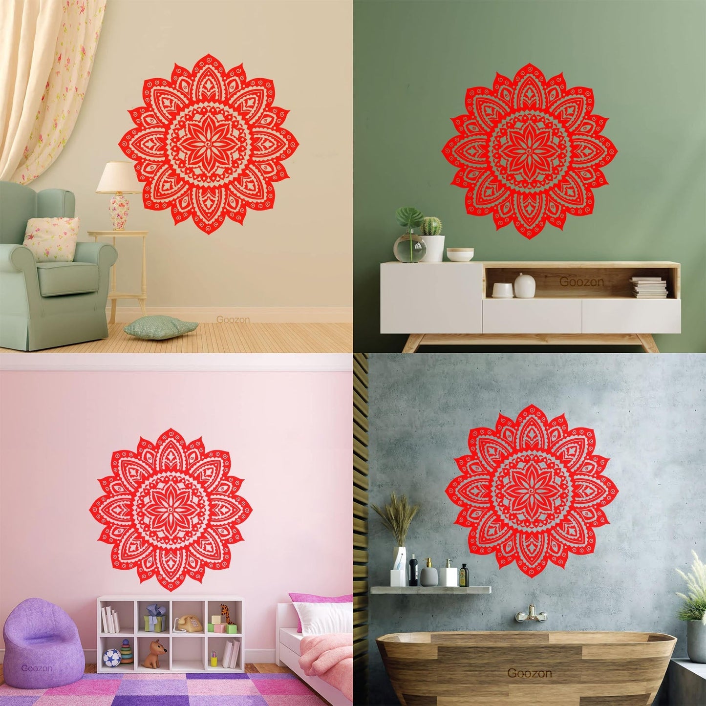 Vinyl Wall Decals Yoga Studio Mandala Lotus Flower Home Window Decals