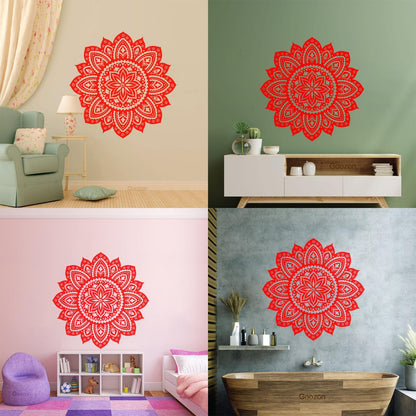 Vinyl Wall Decals Yoga Studio Mandala Lotus Flower Home Window Decals
